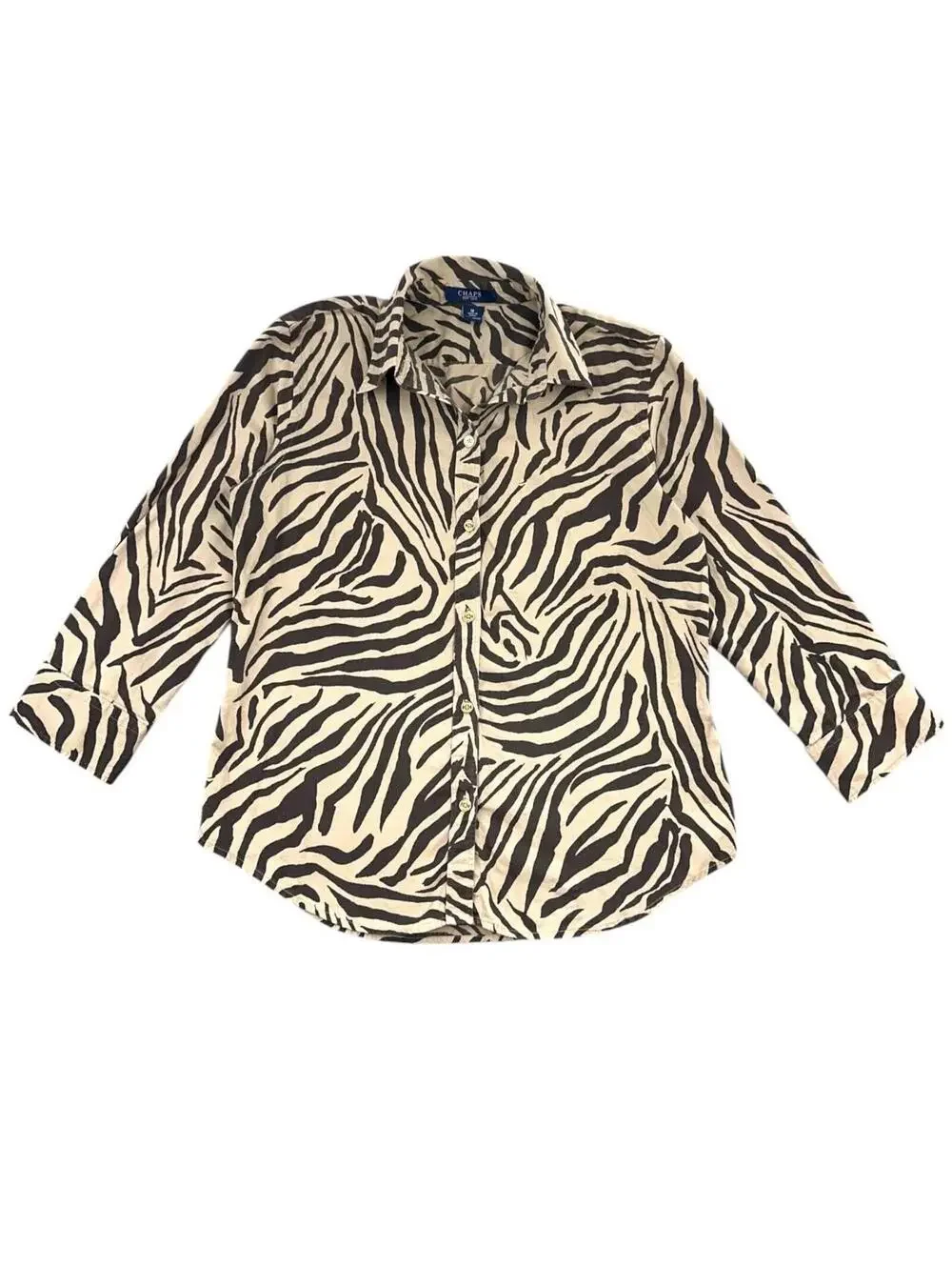 Chaps Zebra Print Button Down Blouse
